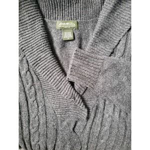 Eddie Bauer Women's Sweater Cowl Neck‎ Medium M Pullover Ribbed Knit Gray